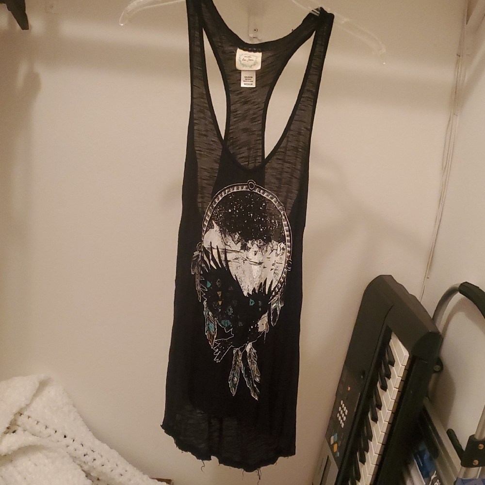 Belle Du Jour Black Tank Top with Dreamcatcher Graphic